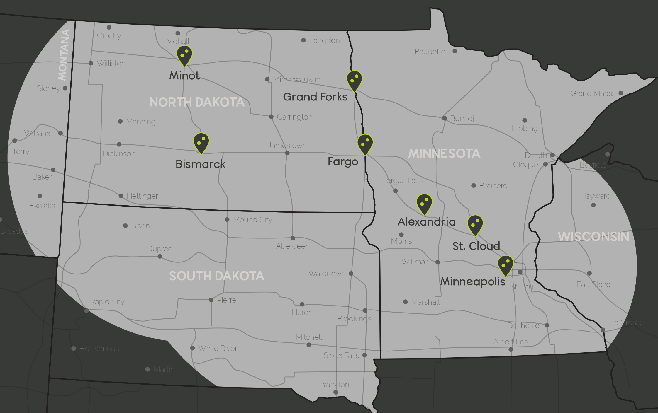 A map of Indigo Signs Locations
