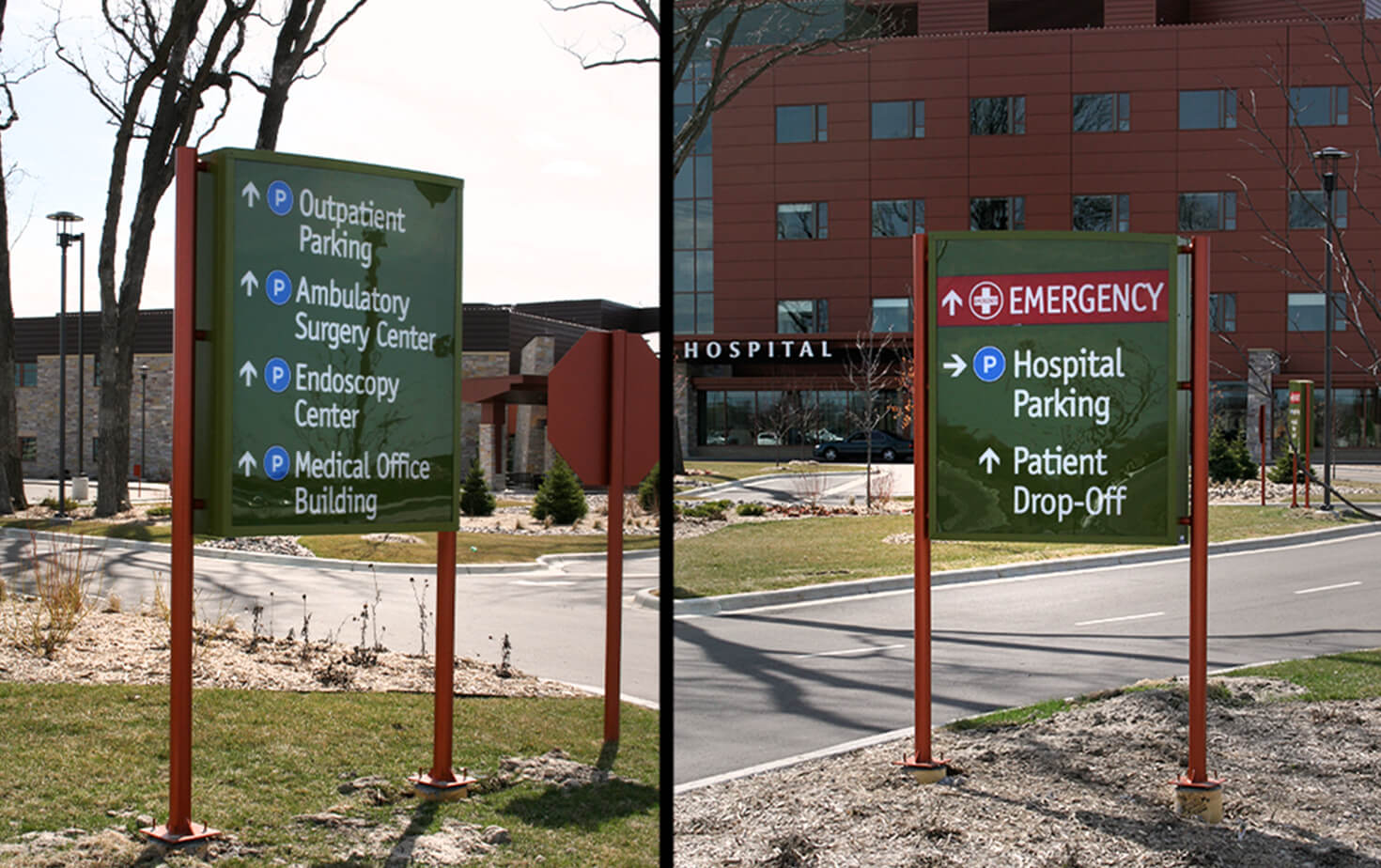 Maple Grove Hospital Wayfinding Signs Post and Panel