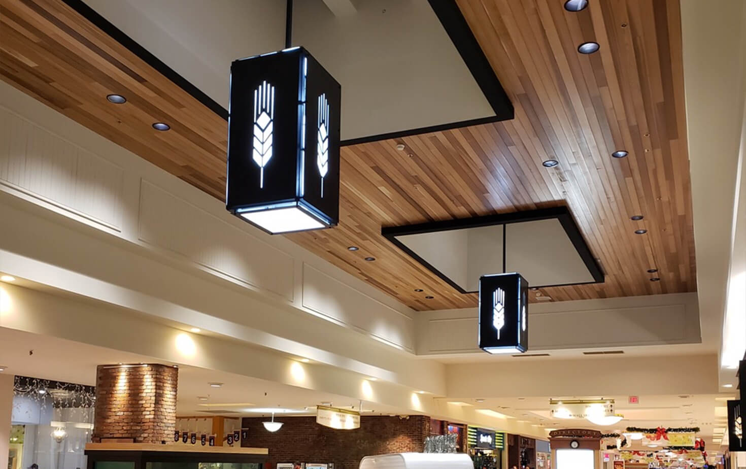 West Acres Interior Custom Routed LED Hanging Lighting Fixtures