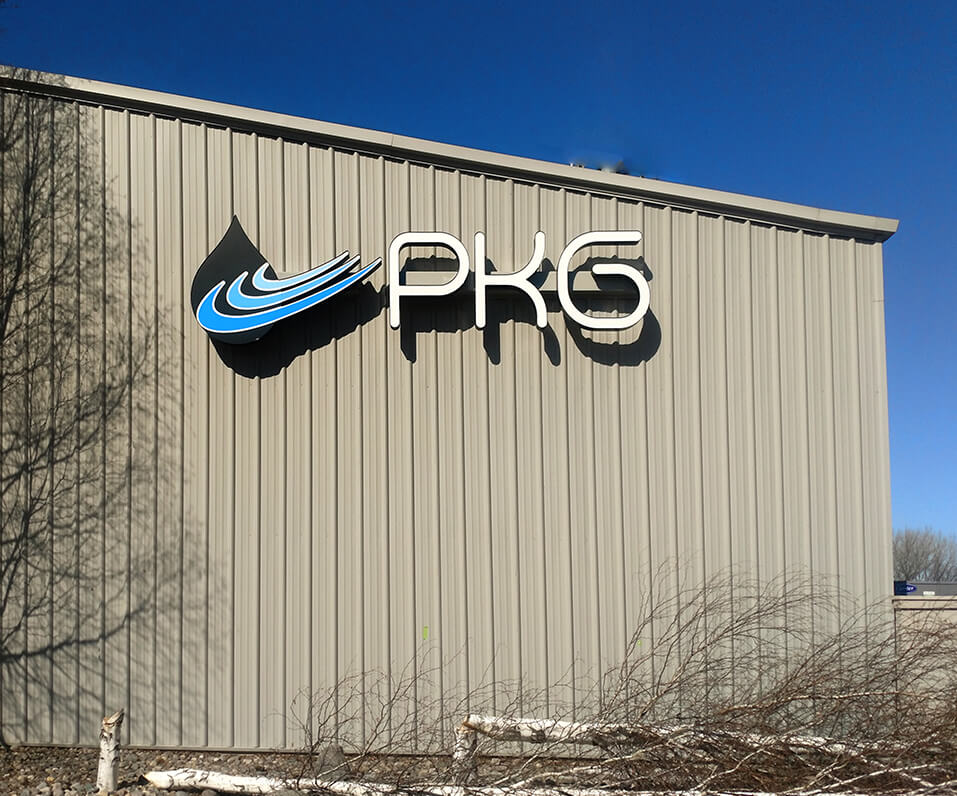 PKG Building Channel Letters with Custom Logo on raceway Fargo ND