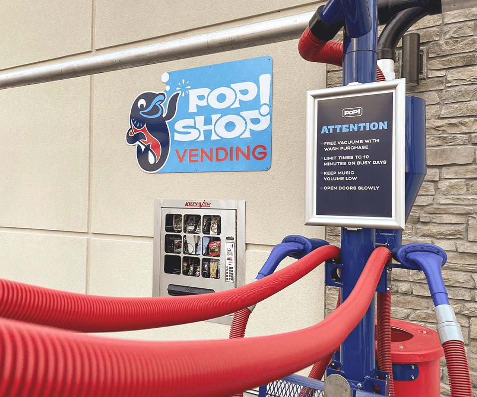 Pop Car Wash Brooklyn Center MN Vacuum Vending Signage Custom Shaped Panel